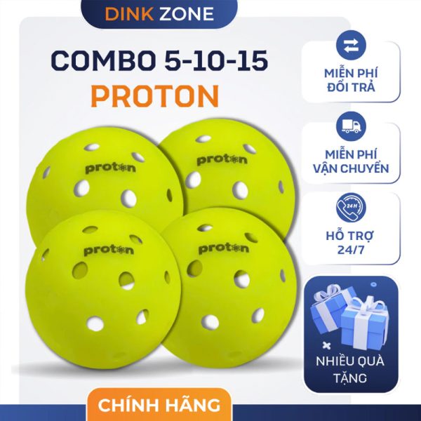 Combo 5-10-15 Bóng Pickleball Proton Outdoor – Bền Bỉ – Độ Nảy Chuẩn – Chuẩn Thi Đấu