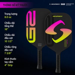 Thông số Vợt Pickleball Gearbox G2 Integra 14mm
