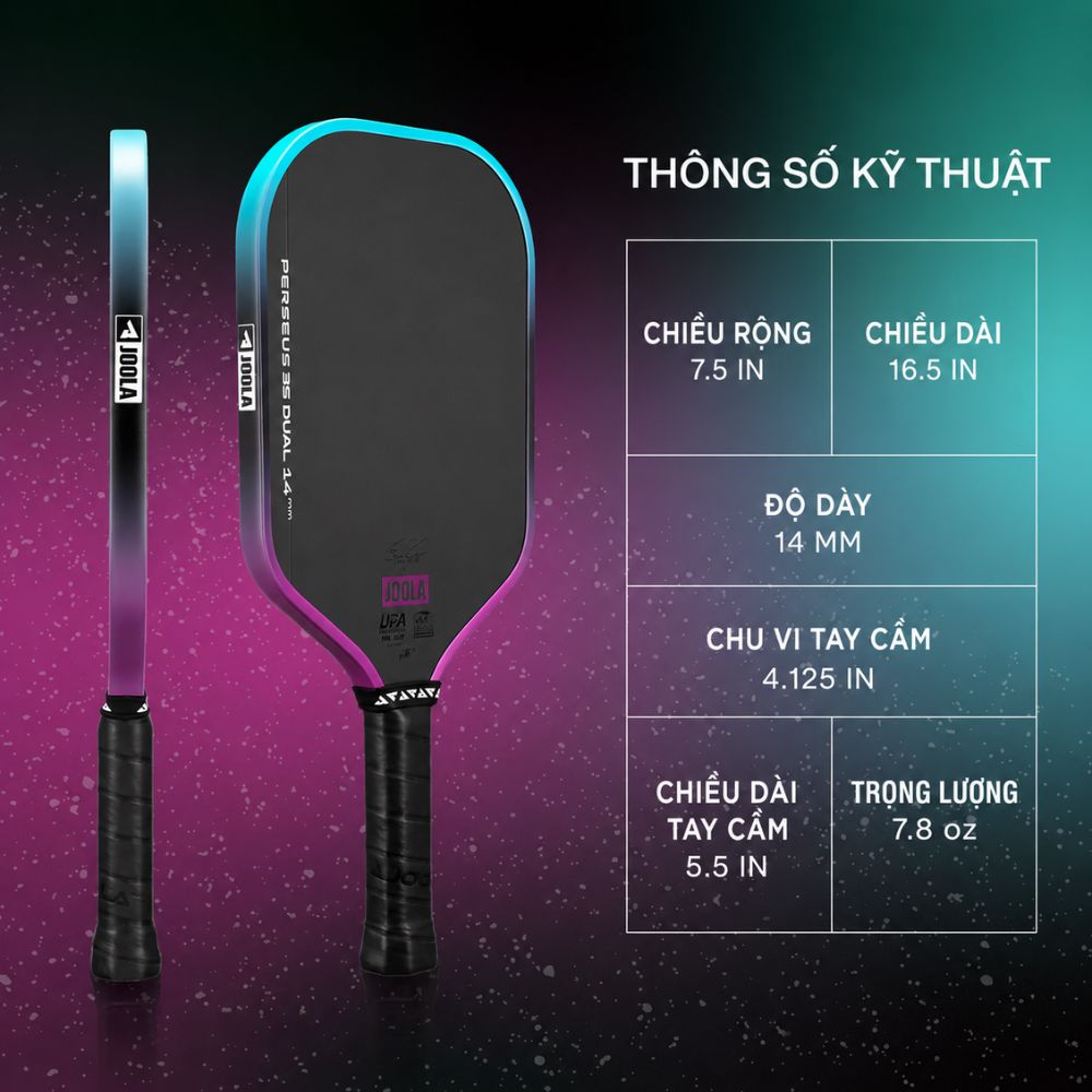 Thông số Vợt Pickleball Joola Perseus 3S Dual 14mm