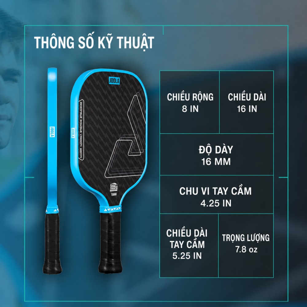Thông số Vợt Pickleball Joola Scorpeus Double Vision 16mm