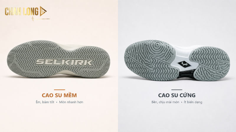 Đế giày Pickleball cao su mềm và đế giày Pickleball cao su cứng