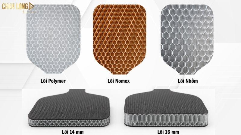 Lõi vợt Pickleball là phần nằm giữa 2 lớp mặt vợt, quyết định cảm giác đánh của một cây vợt