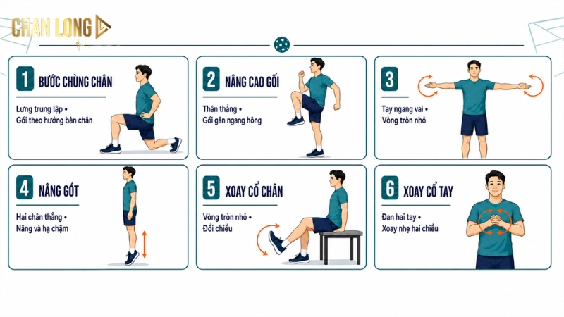 Những bài khởi động cơ bản trước khi chơi Pickleball