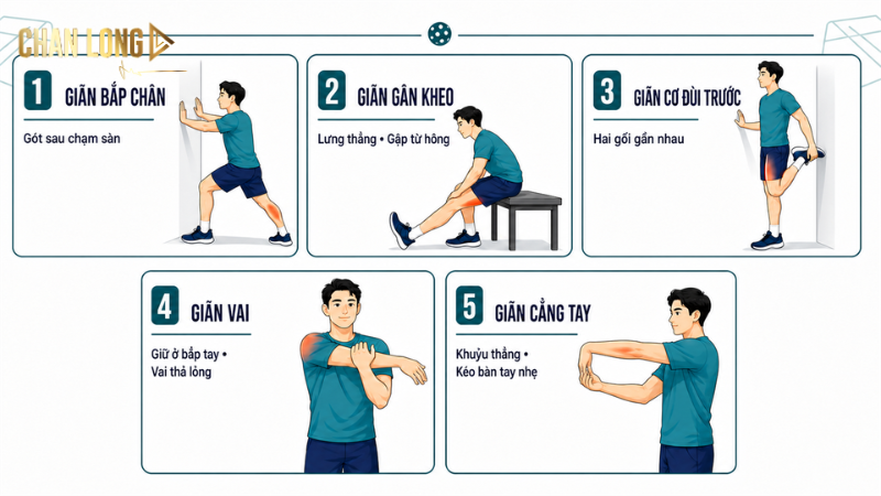 Những cách giãn cơ sau khi chơi Pickleball