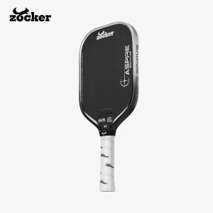 Vợt Pickleball Zocker Aspire Phúc Huỳnh 16mm màu bạc với thiết kế viền Metallic Layer hiện đại, tạo điểm nhấn nổi bật cho tổng thể vợt.