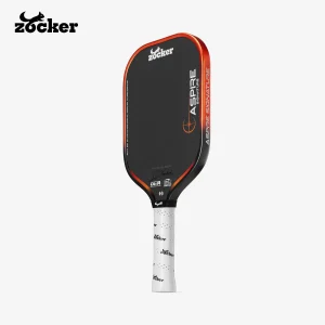 Vợt Pickleball Zocker Aspire Phúc Huỳnh 16mm màu cam với thiết kế viền Metallic Layer dễ nhận diện.