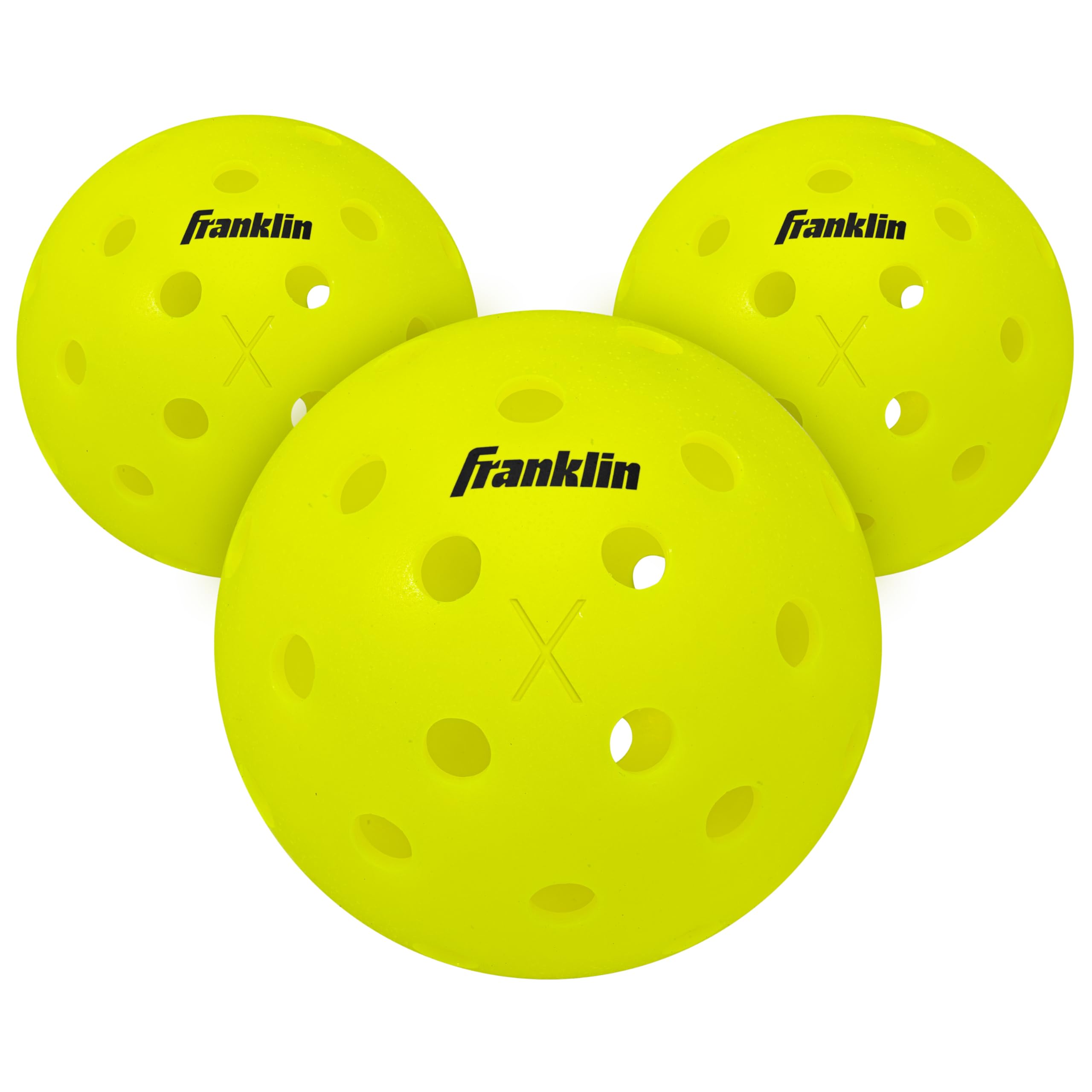 Thùng 100 quả bóng Pickleball Franklin X-40 Outdoor chính hãng với bao bì carton Franklin Sports và bóng vàng neon, phù hợp tập luyện, thi đấu và sử dụng tại câu lạc bộ.