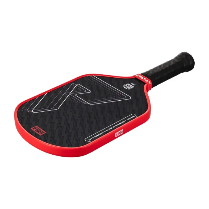 Vợt Pickleball Joola Hyperion Double Vision Red 16mm màu đỏ, mặt sợi Aramid, lõi tổ ong Reactive Honeycomb Polymer Core và thiết kế thuôn dài.