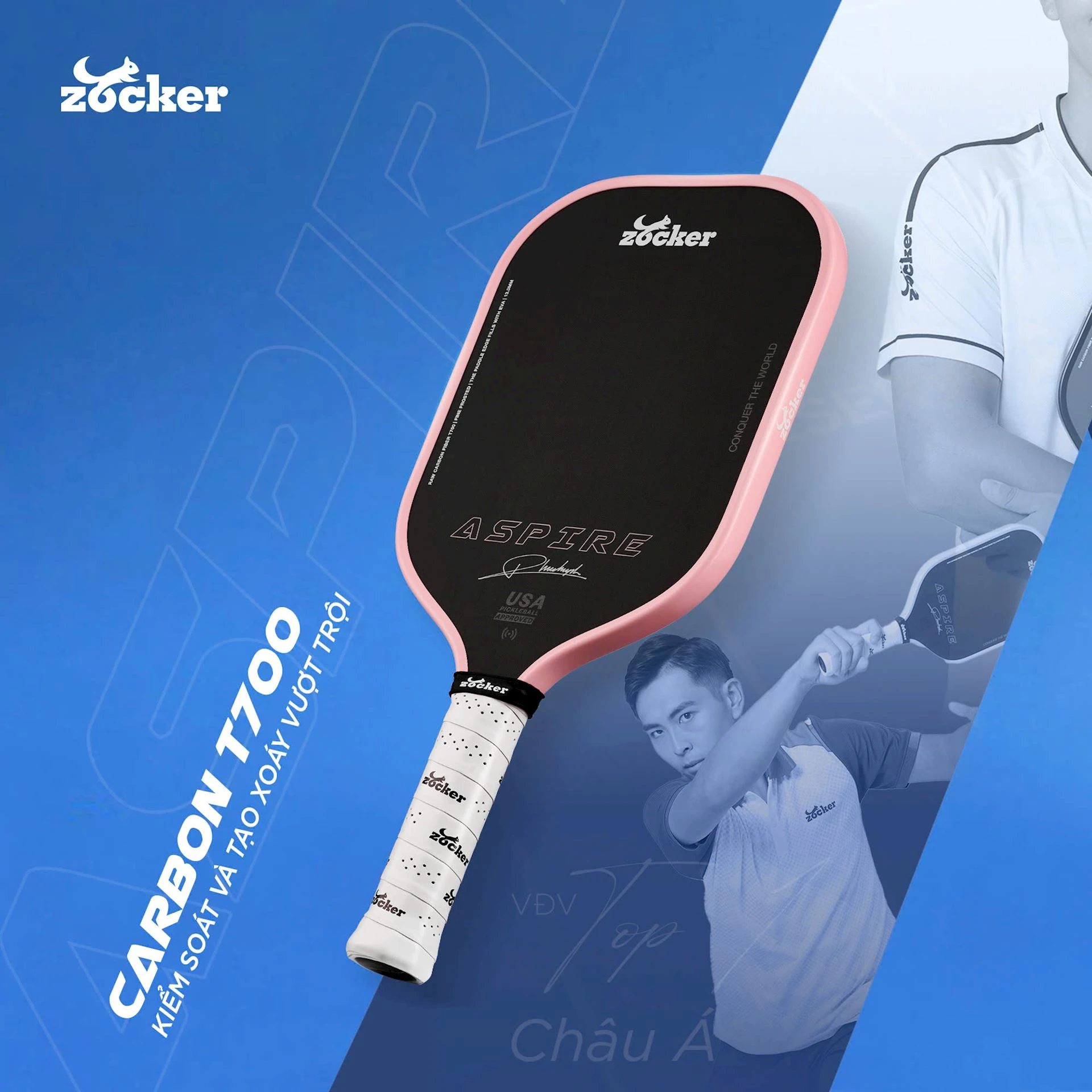 Hình ảnh minh họa khả năng kiểm soát bóng và xử lý bóng gần lưới với vợt Zocker Aspire 13,3mm.