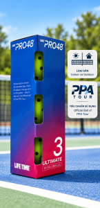 Hộp 3 bóng Pickleball Life Time LT Pro 48 chính hãng, sử dụng cho sân Indoor và Outdoor, Official Ball of PPA Tour.