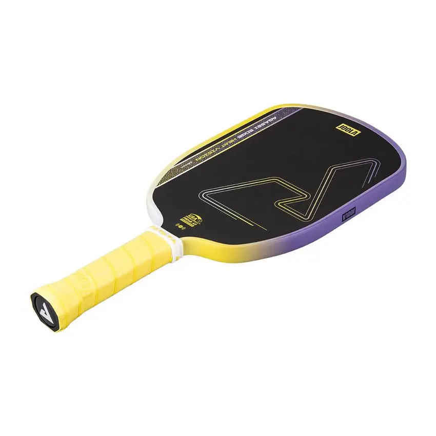 Chi tiết cán vợt Joola Agassi Edge Heat Vision Yellow 16mm với tay cầm dài 13,97cm, chu vi 10,80cm và lớp quấn cán màu vàng.