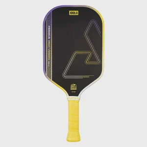 Vợt Pickleball Joola Perseus Heat Vision Yellow 16mm có mặt carbon nhám, lõi 16mm và thiết kế Perseus thuôn dài, hỗ trợ tấn công, tạo xoáy và kiểm soát bóng.