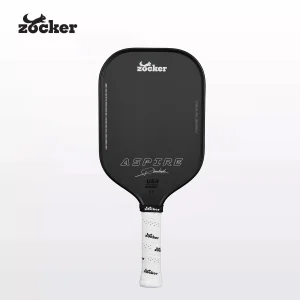 Vợt Pickleball Zocker Aspire x Phúc Huỳnh 16mm màu đen Black Edition, mặt carbon T700, viền đen và cán trắng.