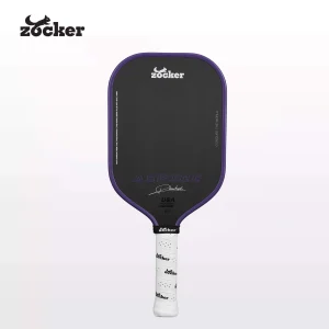 Vợt Pickleball Zocker Aspire x Phúc Huỳnh 16mm Purple Edition, mặt carbon T700 đen, viền tím và cán trắng.