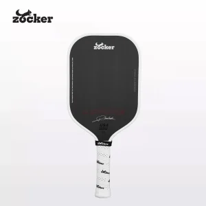 Vợt Pickleball Zocker Aspire x Phúc Huỳnh 16mm màu trắng White Edition, mặt carbon T700 đen, viền trắng.