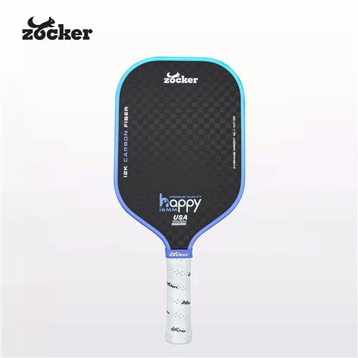 Vợt pickleball Zocker Happy HP3 Premium Quality phối màu Gradient Tím chuyển sắc, mặt carbon 12K và cán cầm Zocker.