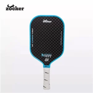 Vợt pickleball Zocker Happy HP3 Premium Quality màu xanh dương, mặt carbon 12K, dáng thuôn dài và cán cầm Zocker.