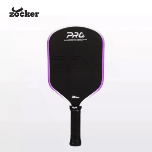 Vợt pickleball Zocker HP06 màu tím, mặt carbon đen, viền tím và cán cầm Zocker.