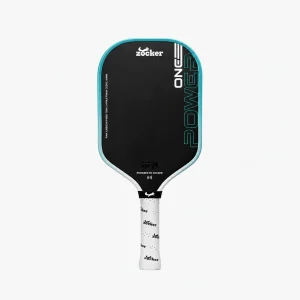 Vợt pickleball Zocker Power One x Đạt Trố xanh Mint, mặt đen, viền xanh ngọc và cán trắng.